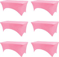 Table Covers for 6 Foot Tables, 6 Pack Hot Pink Washable and Wrinkle Resistant Stretch Tablecloths Rectangle 6ft for Events, Wedding, Banquets, Parties