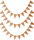 Pack 3 DIY Kraft Card Banner Make Your Own Bunting 36 Pieces 6.8 x 5.1 inch Triangle Flags Christmas Classroom Decorations Birthday Party Blank Banners with Hanging Ropes for DIY Painting Writing