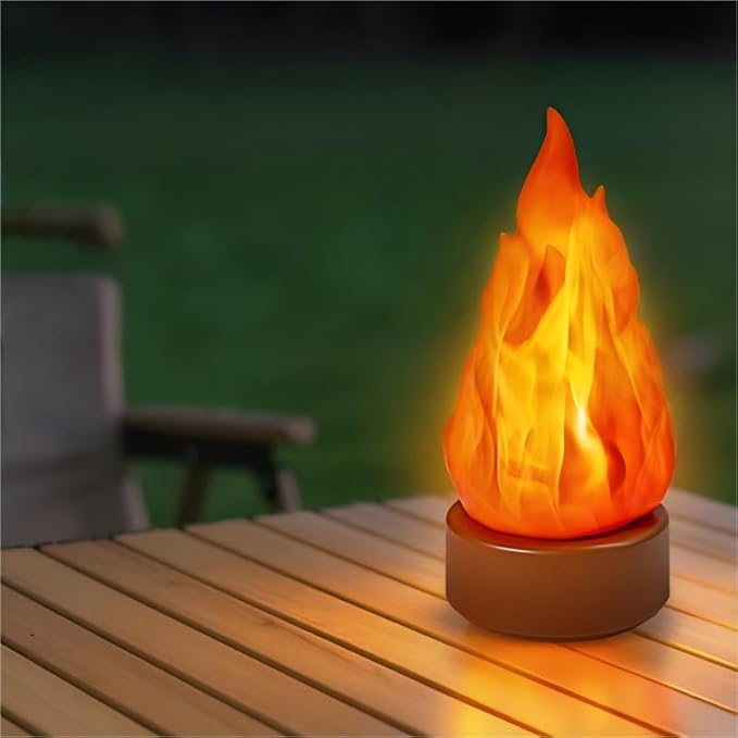 Rechargeable 3D Flame Light with 3 Modes: Long-Lasting, Flickering, and timed Realistic Flame Effects, Suitable for Indoor/Outdoor Halloween, Christmas, Camping, and Home Decoration