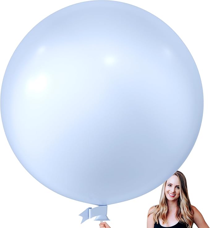 KALOR 36 Inch Giant Pastel Blue Balloons, 6 Pack Large Round Pastel Blue Latex Balloons for Anniversary, Birthday, Christmas, Wedding, Baby Shower Party Decorations