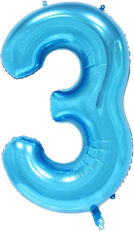 40 Inch Large Foil Helium Number Balloon Birthday Wedding Party 0-9 (Blue, 3)