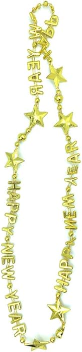 Pack of 12 Happy New Year Eve Assorted Shiny Color Party Bead Necklaces