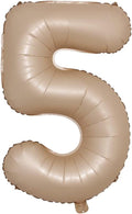40 inch Caramel Cream Color Number Balloons 0-9 Large Digital Foil Helium Brown Beige Balloon Happy Birthday Party Decoration (40 inch Caramel 5)