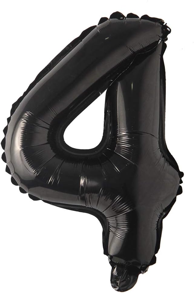16" inch Single Black Alphabet Letter number Balloons Aluminum Hanging Foil Film Balloon Wedding Birthday party decoration banner Air Mylar Balloons (16 inch Black 4)
