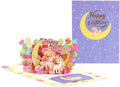 Pop Up Birthday Card for Girls and Women - 3D Unicorn and Princess on Moon Birthday Greeting Card, Laser Cut Handmade Gift Card for Daughter, Kids, Sister, Mom - Includes Envelope and Note Card