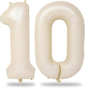 Cream 10 Balloon Numbers for 10th Birthday Decorations, 40 Inch Beige Helium Foil Number 1 & 0 Balloons for Girls Boys, White Sand 10th Birthday Balloons for Women Men Anniversary Party Supplies
