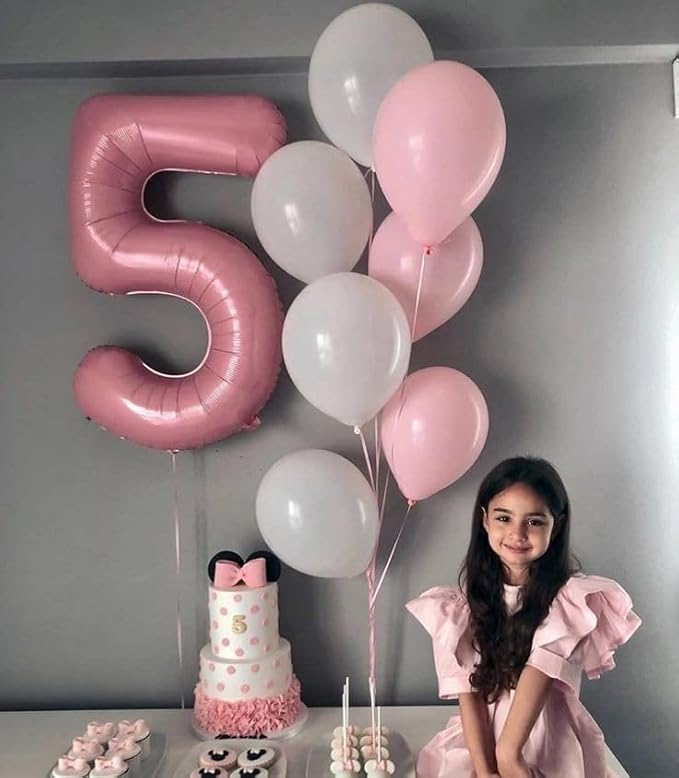 Pearlescent Pink Number 2 Balloon 40 Inch, 2nd Birthday Decoration for Toddlers Girls Boys, Sparkling 2 Number Balloon Party Decor