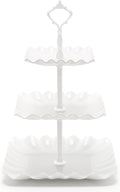 Coitak 3 Tier Cupcake Stand, Plastic Tiered Serving Stand, Wavy Dessert Tray for Tea Party, Birthday and Wedding (Pure White)