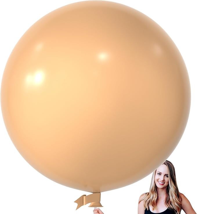 KALOR 36 Inch Giant Beige Balloons, 6 Pack Large Round Beige Latex Balloons for Anniversary, Birthday, Christmas, Wedding, Baby Shower Party Decorations
