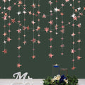 Glitter Rose Gold Four-Angle Star Paper Garland Banner Décor 40 Feet Twinkle Rose Gold Star Hanging Bunting Banner Backdrop for Wedding Baby Shower Birthday Graduation Disco Party Decorations