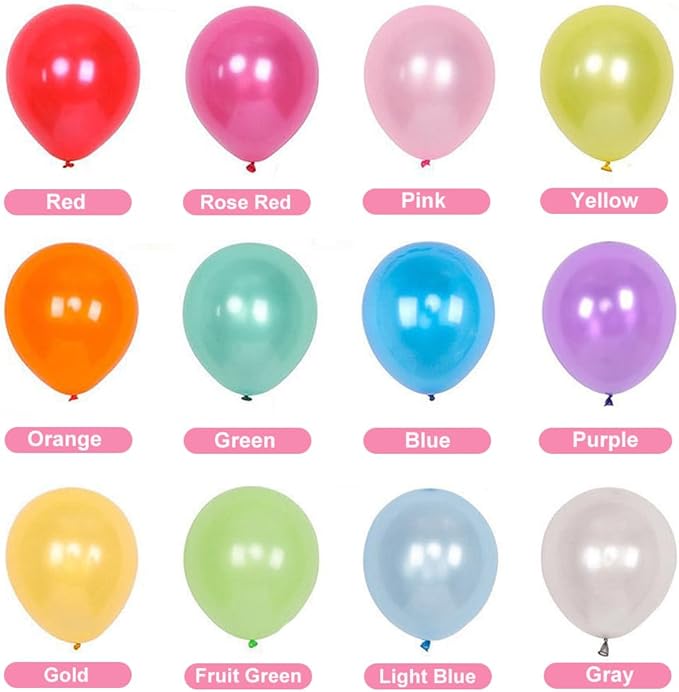 1000 Pcs Balloons Assorted Color, 10 Inch - 12 Rainbow Color Latex Party Balloons for Birthday Graduation Wedding Party Supplies Arch Garland (Multicolor, 1000 pcs)
