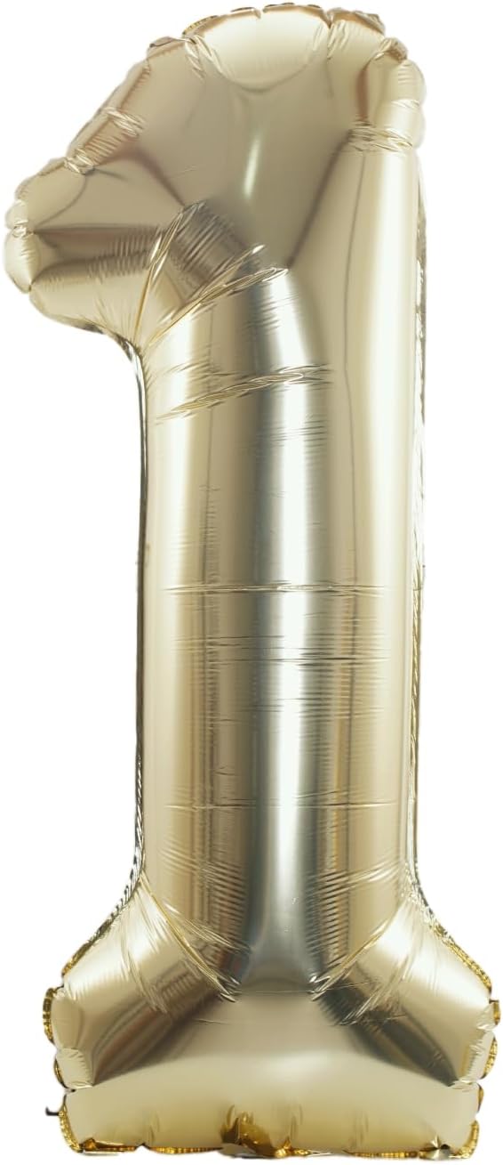 40 Inch Large Foil Helium Number Balloon Birthday Wedding Party 0-9 (Pale Gold, 1)