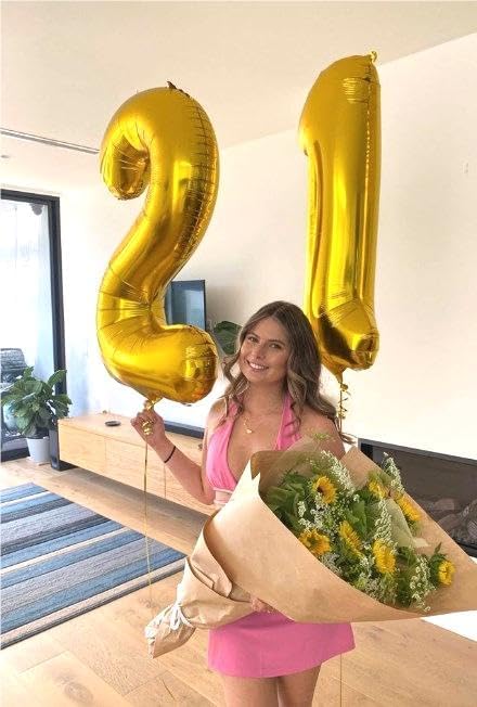 Gold Foil Number 28 82 Balloon 40 Inch, Helium Mylar 28 82 Numbers Birthday Balloons, 28 82 Gold Women Men Anniversary Graduations Party Supplies