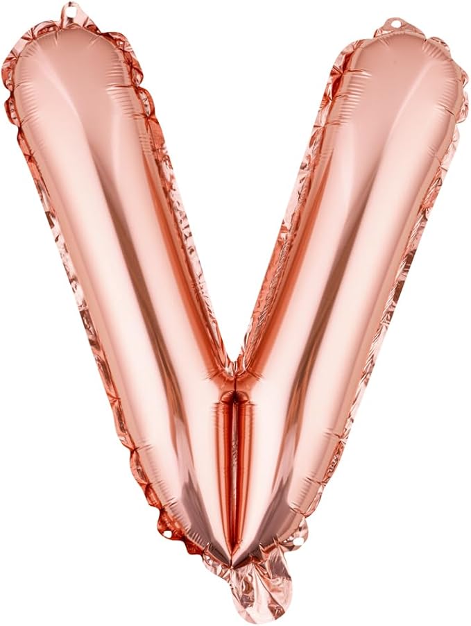 Restaurantware-Balloonify 16 Inch Letter Balloon, 1 Alphabet Party Balloon - Letter V, Self-Sealing, Rose Gold Foil Mylar Finish, Hanging Loop, Decoration For Birthday, Wedding, Or Graduation