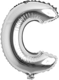 16" inch Single Silver Alphabet Letter number Balloons Aluminum Hanging Foil Film Balloon Wedding Birthday party decoration banner Air Mylar Balloons (16 inch Silver C)
