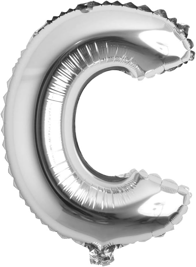 16" inch Single Silver Alphabet Letter number Balloons Aluminum Hanging Foil Film Balloon Wedding Birthday party decoration banner Air Mylar Balloons (16 inch Silver C)