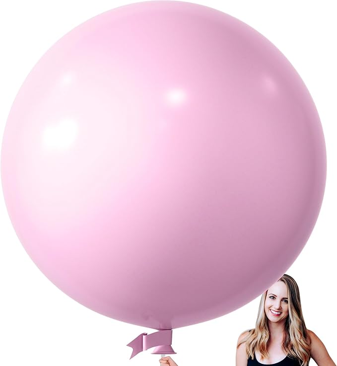 KALOR 36 Inch Giant Pink Balloons, 6 Pack Large Round Pink Latex Balloons for Anniversary, Birthday, Christmas, Wedding, Baby Shower Party Decorations