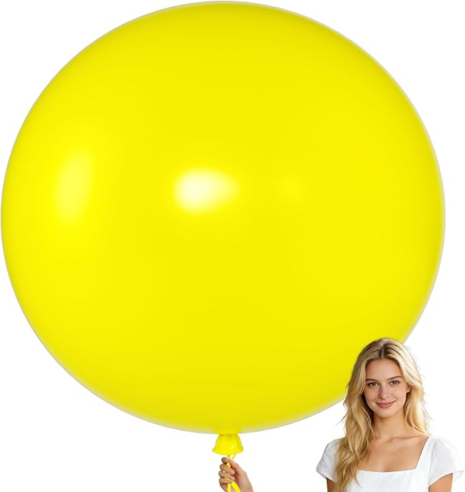 KALOR Yellow Giant Balloons 36 Inch Large Latex Balloons, 4 Pack Jumbo Round Helium Balloon for Birthday Bridal Shower Wedding Baby Shower Party Decorations