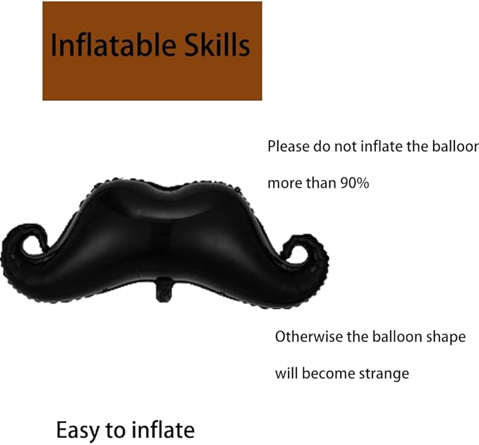 Beard Balloons Father's Day Balloons Big Black Beard Foil Balloon for Father's Day Party Decorations Fathers Day Decor Supplies Ballons Arch Kits Party Balloon Sets 3pcs
