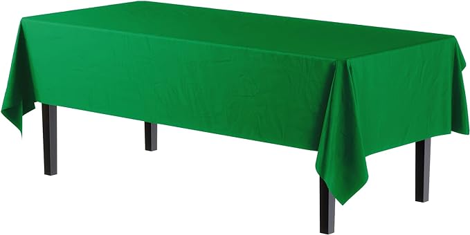 Exquisite 12-Pack Premium Plastic Tablecloth Pack of 12 Premium Plastic Tablecloth 54 Inch x 108 Inch Rectangle Table Cover - Emerald Green