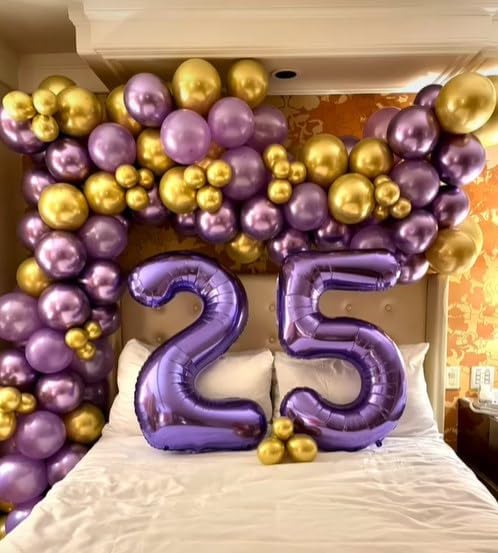 Big Mylar Purple Number 5 Balloon 40 Inch, 5th Birthday Number Balloon 2025 Decorations, Men Boy 15 25 35 50 55 65 Birthday Numbers, Anniversary Party Supplies Foil Number Balloons