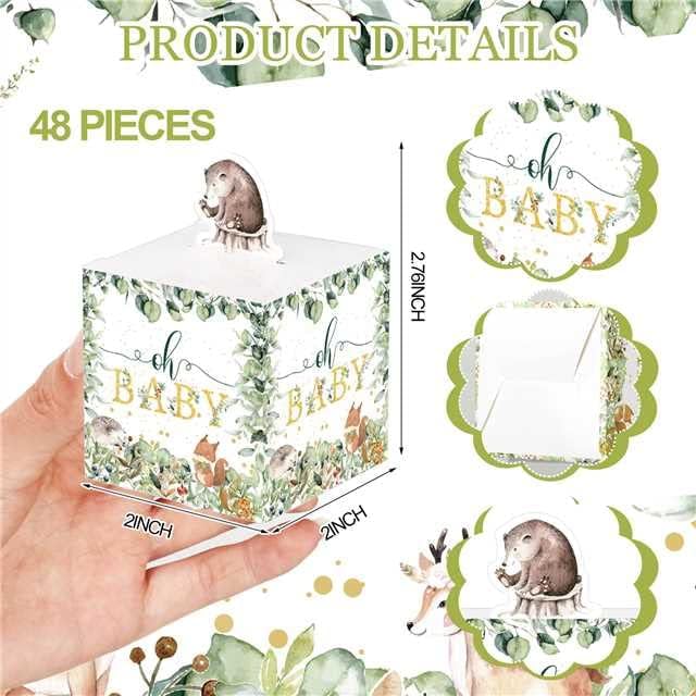Didaey 48 Pcs Woodland Baby Shower Favor Boxes Small Animal Paper Treat Boxes Cute Woodland Forest Animals Themed Baby Shower Party Decorations for Candy Gift Bags Birthday Party Favors