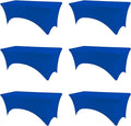 Table Covers for 6 Foot Tables, 6 Pack Royal Blue Washable and Wrinkle Resistant Stretch Tablecloths Rectangle 6ft for Events, Wedding, Banquets, Parties