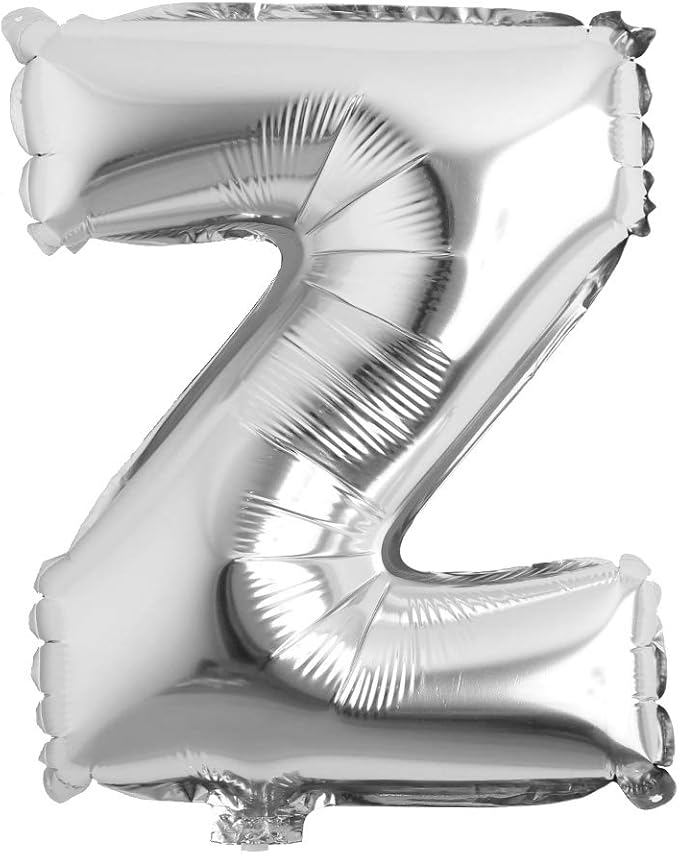 16" inch Single Silver Alphabet Letter number Balloons Aluminum Hanging Foil Film Balloon Wedding Birthday party decoration banner Air Mylar Balloons (16 inch Silver Z)