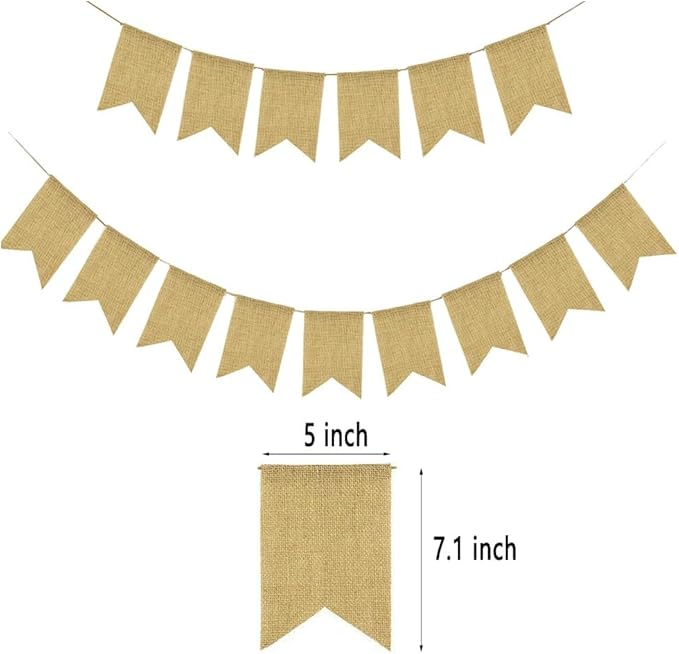 15PCS Burlap Baner PreStringed, DIY Custom Banner Kit, Customizable Personalized Banner, with Letters A to Z Stencil, Birthday Wedding Party Decor