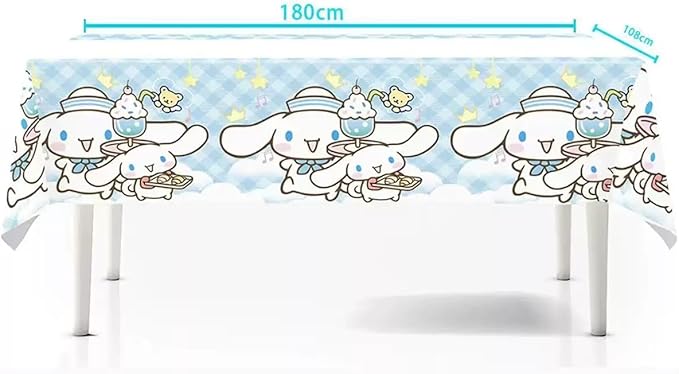 2pcs Pink Cat Tablecloth Cute Anime Themed Party Supplies Tablecover Perfect for Birthday Celebration and Party Decorations (70x42.9 inch) (Star Dog)
