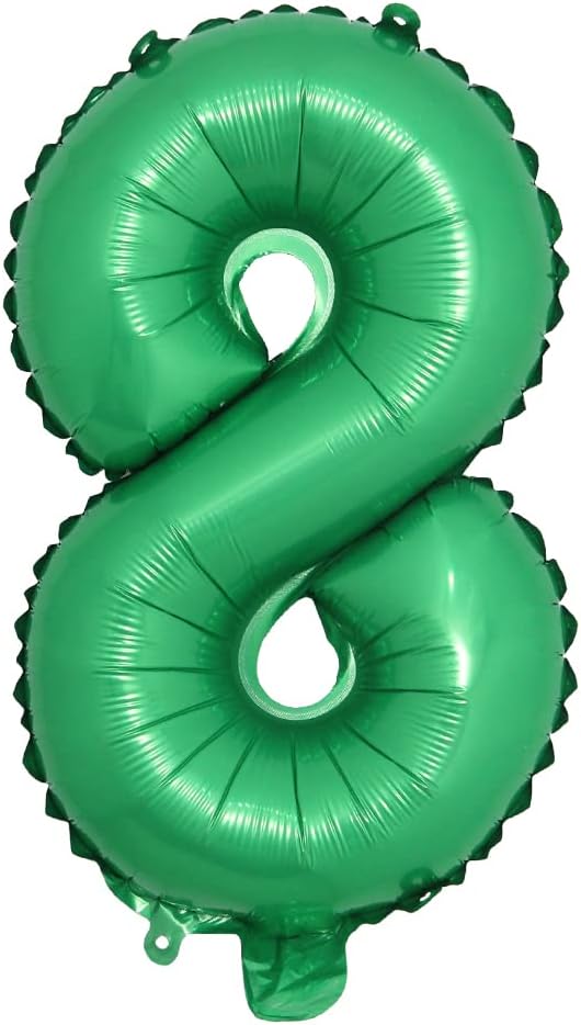 16 inch Green Alphabet Letter and Number Balloons Set Package, Aluminum Hanging Foil Film Banner Mylar Balloon for Birthday Party Decoration Custom Word (A-Z, 0-9) (16 inch Green 8)