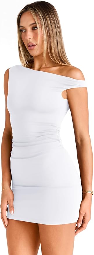 Trendy Queen Womens Mini Summer Dresses 2026 Going Out Off The Shoulder Bodycon Sexy Party Club Spring Fashion Outfits
