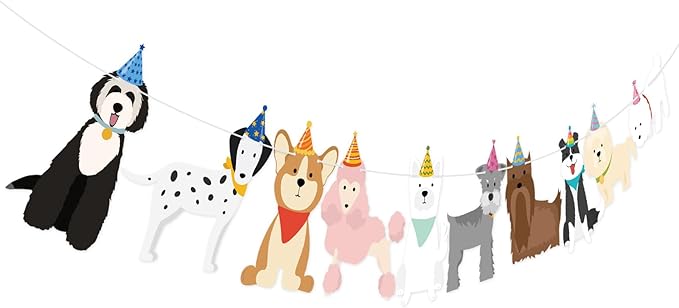 Hooqict Dog Birthday Banner Puppy Themed Party Decorations Dog Garland Banner Party Supplies Happy Birthday Sign for Backdrop Boys Girls Kids 1st 2nd 3rd