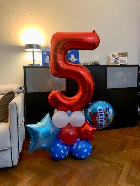 Red Number 12 Balloon 40 inch, 12 Number Balloons, 12th Red Birthday Decorations, 12 Year Old Girls Boys Party Supplies