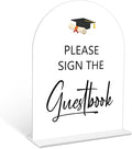 Graduation Guestbook Sign, 6 x 8 Inch White Arch Acrylic Grad Party Sign with Holder, Graduation Party Sign for Class of 2026, Grad Decor, High School College Party Supplies - DL02