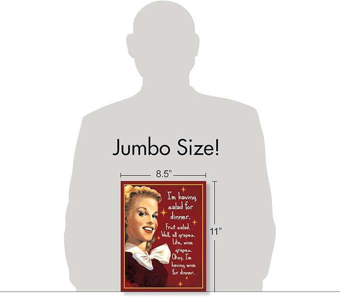 NobleWorks - Extra Large Funny Birthday Greeting Card 8.5 x 11 Inch with Envelope (1 Pack) Big, Jumbo Bday Salad For Dinner J9357BDG