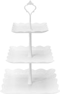 Coitak 3 Tier Cupcake Stand, Plastic Tiered Serving Stand, Square Dessert Tray for Tea Party, Birthday and Wedding (Pure White)
