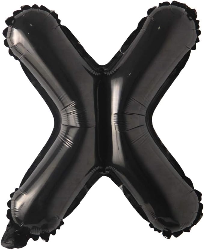 16" inch Single Black Alphabet Letter number Balloons Aluminum Hanging Foil Film Balloon Wedding Birthday party decoration banner Air Mylar Balloons (16 inch Black X)