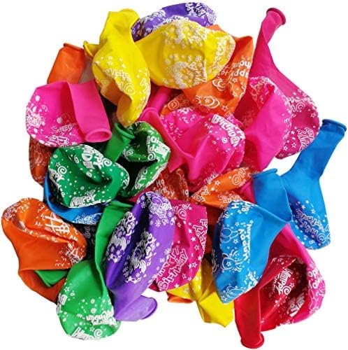 Happy Birthday Balloons 52 Pcs Colorful Latex Balloons with "Happy Birthday" Printed for Kids Birthday Party Decoration