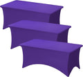 Fixwal 3 Pack Purple Table Cloths Rectangle 6FT, Tablecloths Rectangular Stretch Spandex Fitted Table Covers 6 FT for Parties, Trade Shows, Banquet, Weddings, Event