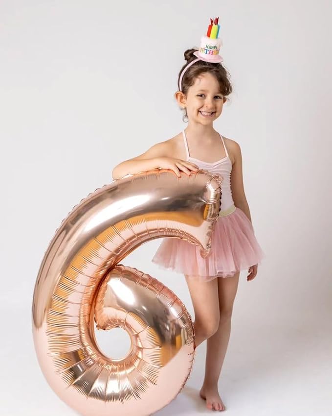 Number 6 Balloon, 40 Inch 6th Birthday Decoration for Girls And Boys, Rose Gold Balloons for 6, 16, 26, 60, 2026 Graduation, Birthday, Wedding Anniversary, Xmas, Party Supplies
