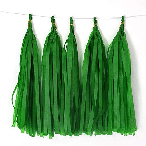 Tissue Paper Tassel DIY Hanging Paper Decorations Party Garland for Parties, Weddings, Festivals, Baby Showers - 20PCS (Green, 35CM)