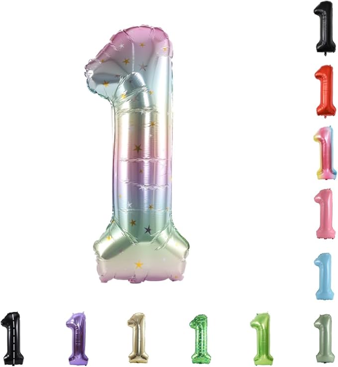 40 Inch Large Foil Helium Number Balloon Birthday Wedding Party 0-9 (Pastel, 1)