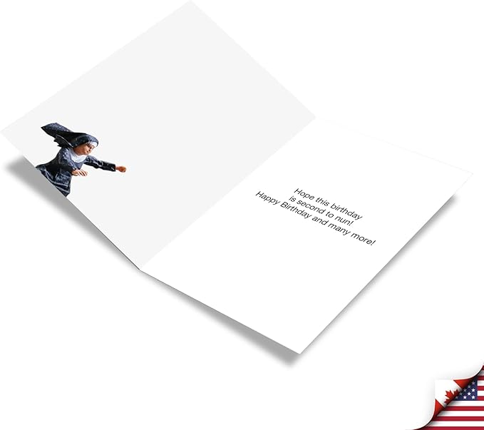 NobleWorks - Funny Happy Birthday Card with Envelope - Congrats Greeting Card for Women, Birthday Fun - Second to Nun C3527BDG