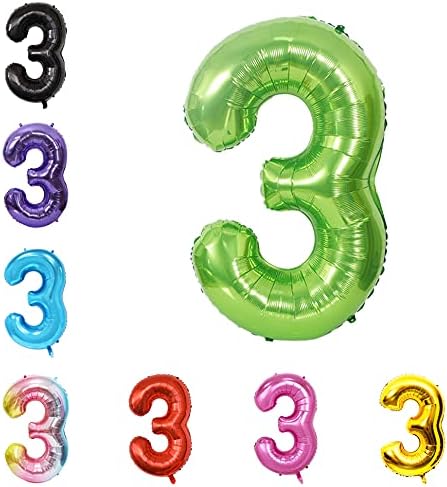 40 Inch Large Foil Helium Number Balloon Birthday Wedding Party 0-9 (Green, 3)