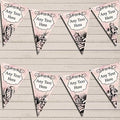 Mad Hatters Tea Alice in Wonderland Vintage Pink Personalized Birthday Party Bunting - Hanging Party Decoration - Birthday Party Banner Garland | Decorative Party Supplies
