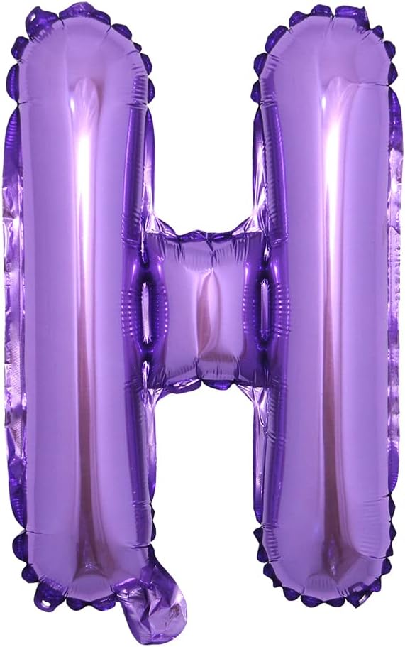 16 inch Purple Alphabet Letter and Number Balloons Set Package, Aluminum Hanging Foil Film Banner Mylar Balloon for Birthday Party Decoration Custom Word (A-Z, 0-9) (16 Inch Purple H)