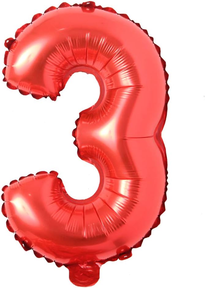 16" inch Single Red Alphabet Letter number Balloons Aluminum Hanging Foil Film Balloon Wedding Birthday party decoration banner Air Mylar Balloons (16 inch red 3)