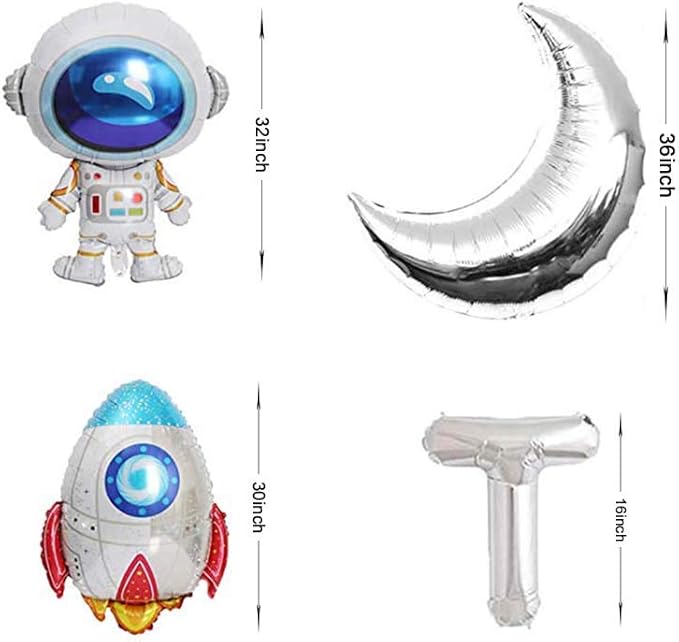 Two The Moon Balloons, 16inch Silver Letter foil Balloons Large Moon Man Robot UFO Theme for 2nd Years Old Brithday Party Supply Decoration