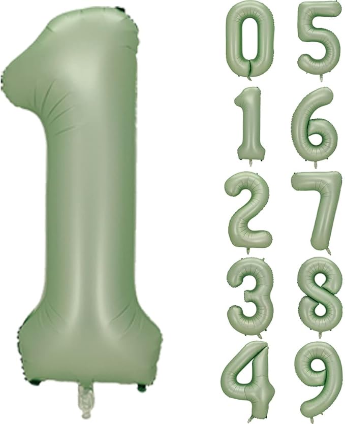 Number 1 Balloon, Large number balloons 40 inch Decor, 1st Birthday Party Decorations, Sage Green